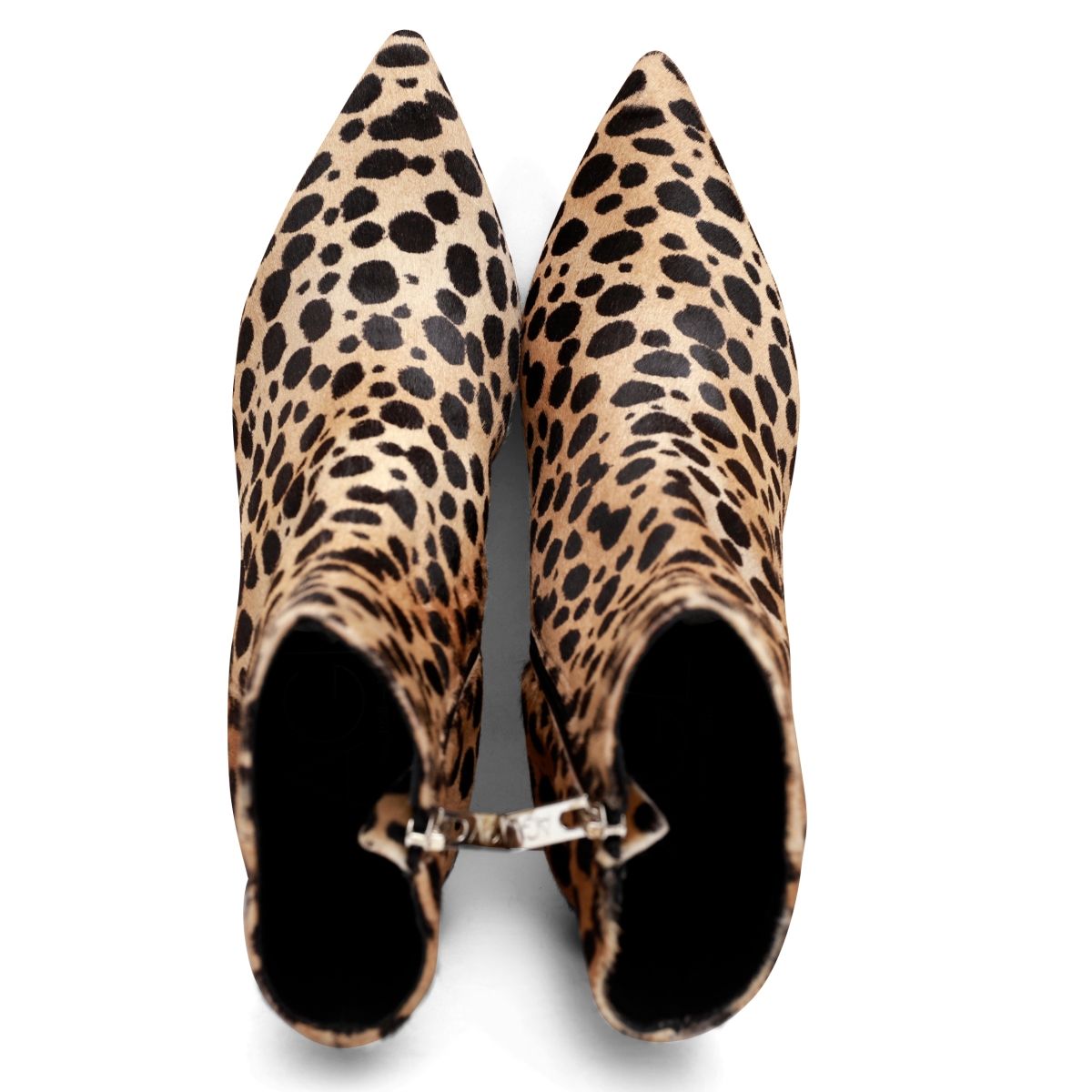 AGL leopard leather boots with thin heels and side zipper for