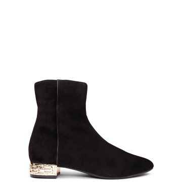 Black suede booties -...