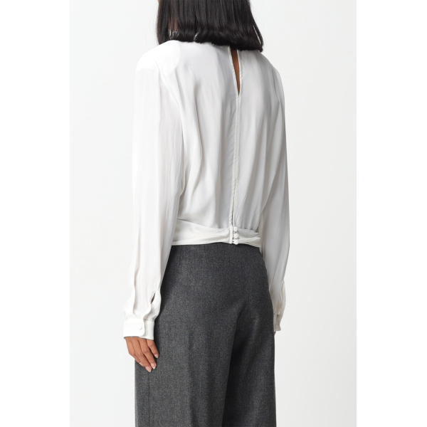 Emporio Armani blouse in white draped viscose with long sleeves